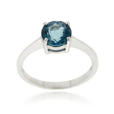 Sterling Silver London Blue Topaz Solitaire Round Ring