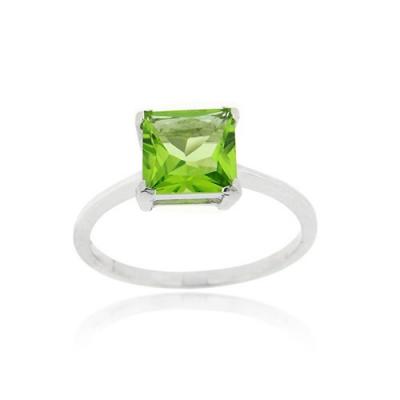 Sterling Silver Peridot Solitaire Square Ring