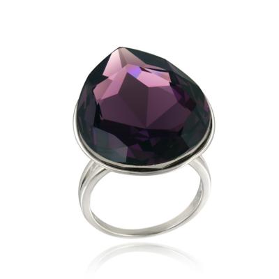 Swarovski Elements Amethyst Teardrop Fashion Ring Size 7