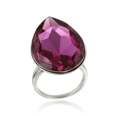 Swarovski Elements Fuchsia Teardrop Fashion Ring Size 9
