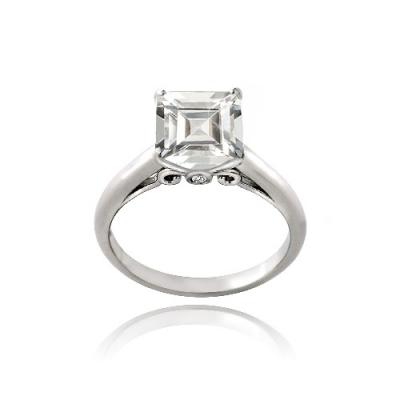 Sterling Silver 2.75ct Created White Sapphire Square Solitaire Ring