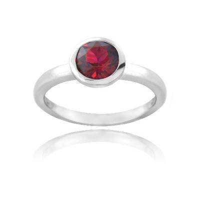 Sterling Silver Red Round Solitaire Ring Made with Swarovski Elements