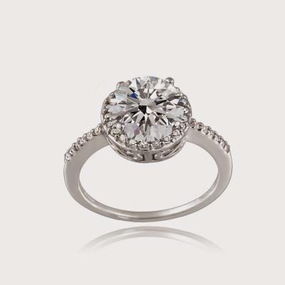 Platinum Plated Sterling Silver 100 Facets Cubic Zirconia Halo Ring (3cttw)