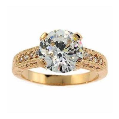 18K Gold over Sterling Silver Round CZ Pave Bridal Engagement Ring Size 7
