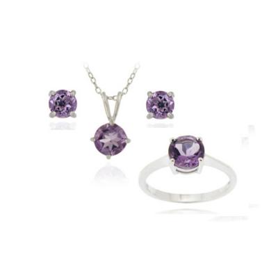 3.6ct Amethyst Pendant, Earrings & Ring Set in 925 Silver