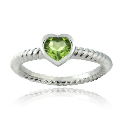 Silver Tone 1.6ct Peridot Heart Ring & Stud Earrings Set