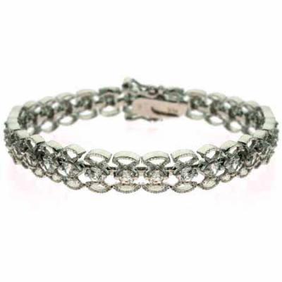 Sterling Silver Filigree CZ Vintage-Style Bracelet