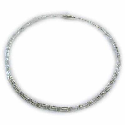 Sterling Silver Polished Greek Key link Necklace