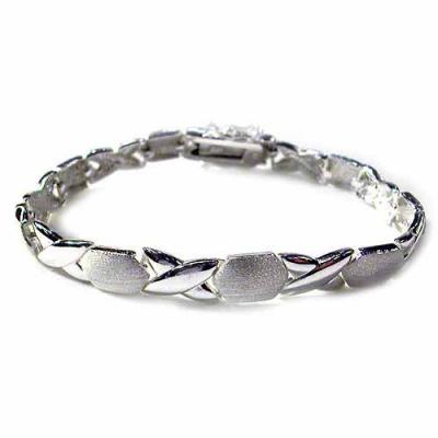 Sterling Silver polished satin X & Oval Bracelet