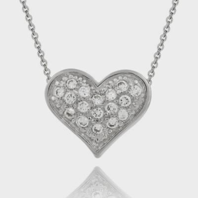 Sterling Silver 1/5ct CZ Heart Slide Pendant