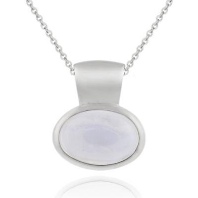 Sterling Silver Bezel set Blue Lace Agate Slide/Pendant