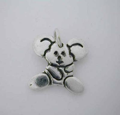 Silver TEDDY BEAR CHARM mouse Cute