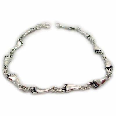 Sterling Silver Footprint Link Bracelet