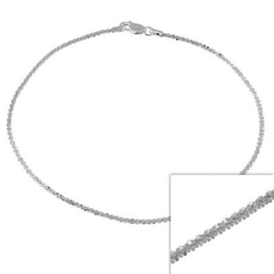 Sterling Silver Italian 2mm Twisted Sparkle Chain Anklet 9' 10'