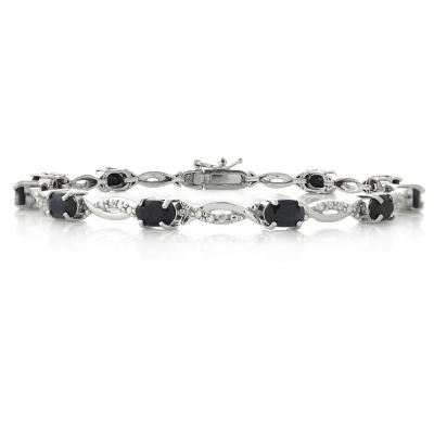 Sterling Silver 6ct Sapphire & Diamond Accent Swirl Bracelet