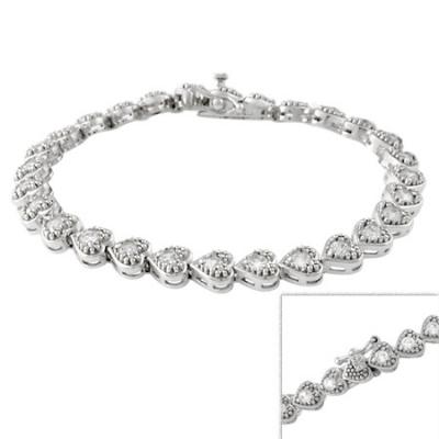 Sterling Silver CZ Heart Tennis Bracelet