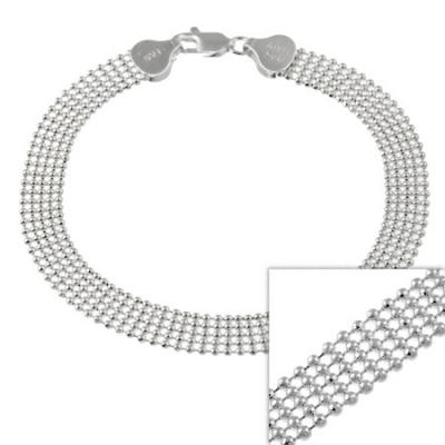 Sterling Silver 6mm Multi Row Shotbead Chain Mesh Bracelet 7' 8'
