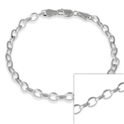 Sterling Silver Italian 5mm Oval Rolo Link Chain Bracelet 7' 8'