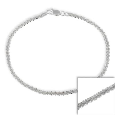 Sterling Silver Italian 2.5mm Twisted Sparkle Chain Bracelet 7' 8'