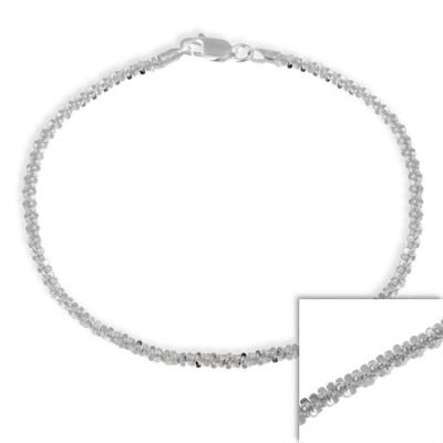 Sterling Silver Italian 2.5mm Twisted Sparkle Chain Bracelet 7' 8'