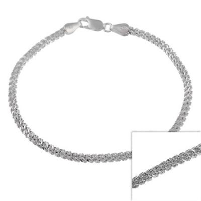Sterling Silver 3.5mm Italian Sparkle Rope Chain Bracelet 7' 8'