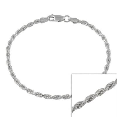 Sterling Silver 2.75mm Italian Rope Chain Bracelet