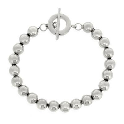 Sterling Silver Beaded Toggle Bracelet