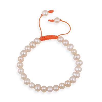 7.5-8mm Freshwater Cultured Peach Pearl Adjustable Bracelet