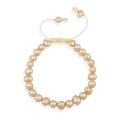 7.5-8mm Freshwater Cultured Champagne Pearl Adjustable Bracelet