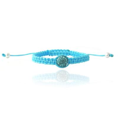 Aqua Crystal Fireball Adjustable Childrens Bracelet