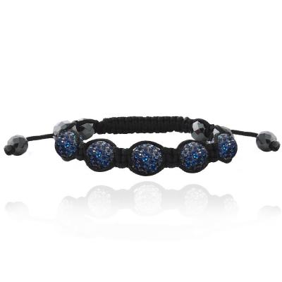 Blue Crystal Fireball & Hematite 10mm Adustable Shamballa Bracelet