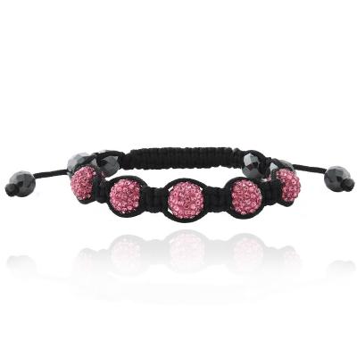 Dark Pink Fireball & Hematite 10mm Adustable Shamballa Bracelet