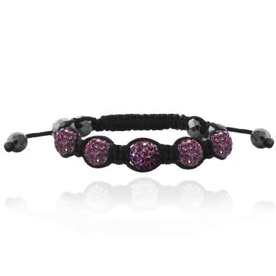 Purple Crystal Fireball & Hematite 10mm Adustable Shamballa Bracelet