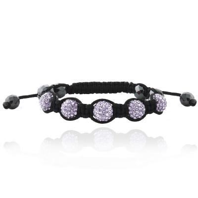 Lavender Fireball & Hematite 10mm Adustable Shamballa Bracelet