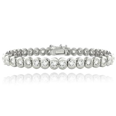 Sterling Silver 5.5ct CZ Bezel-Set Tennis Bracelet