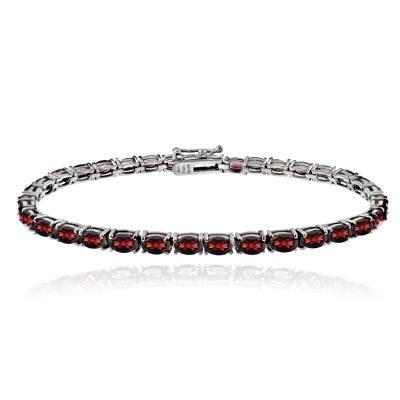 Sterling Silver 10.5ct Garnet Birthstone Tennis Bracelet