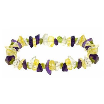Genuine Amethyst Peridot Citrine Crystal Chip Bracelet