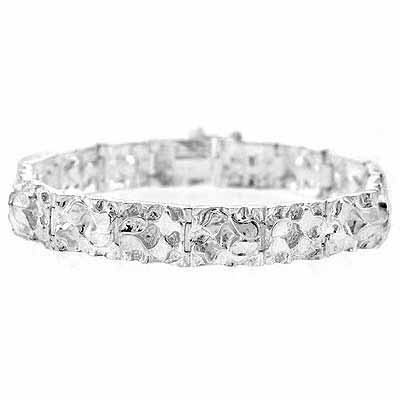Chunky Sterling Silver Sculpture Flower Link Bracelet