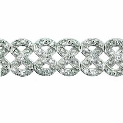 Sterling Silver Simulated Diamond CZ Ribbon Bracelet