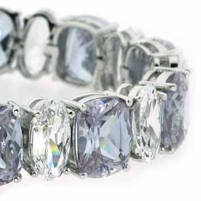 Sterling Silver Lavender CZ and Simulated Diamond CZ Chunky Tennis Bracelet