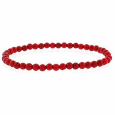 Created Red Coral Beaded Stretch Bracelet