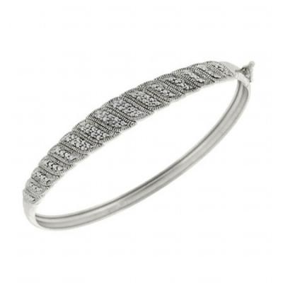 Sterling Silver Diamond Accent S Design Bangle