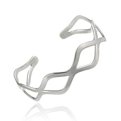 Sterling Silver Diamond Pattern Cuff Bangle