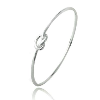 Sterling Silver Polished Love Knot Bangle Bracelet