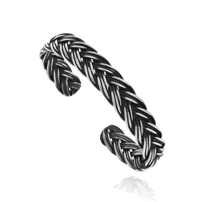 Silver Tone Braided Bangle Bracelet