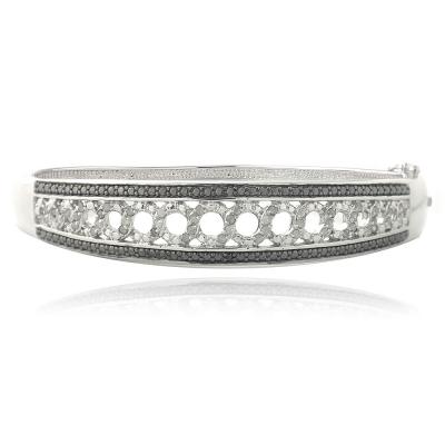 1/2ct Black & White Diamond Circle Bangle Bracelet