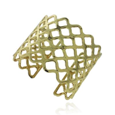 18K Gold Plated Weave Wide Cuff Bangle Bracelet