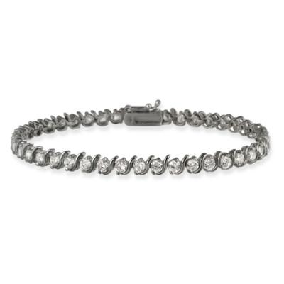 Black Rhodium Overlay Sterling Silver CZ Tennis Bracelet