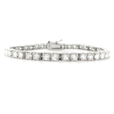 Silver Tone 5ct CZ Square Tennis Bracelet
