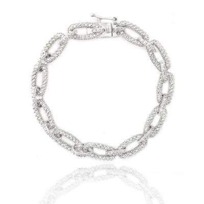 Silver Tone 1ct Diamonds Rectangle & Bar Link Bracelet